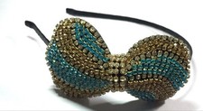 Luxury blue and gold rhinestone headband -- high-end hair accessory