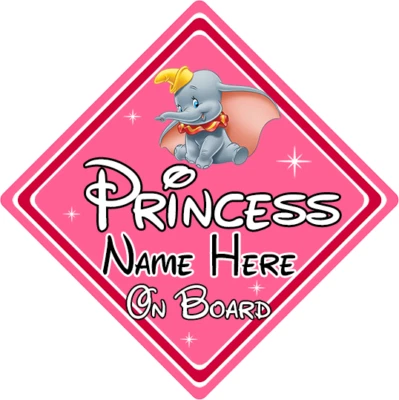 Prinzessin an Bord Dumbo Autoschild ~ pink - personalisiert