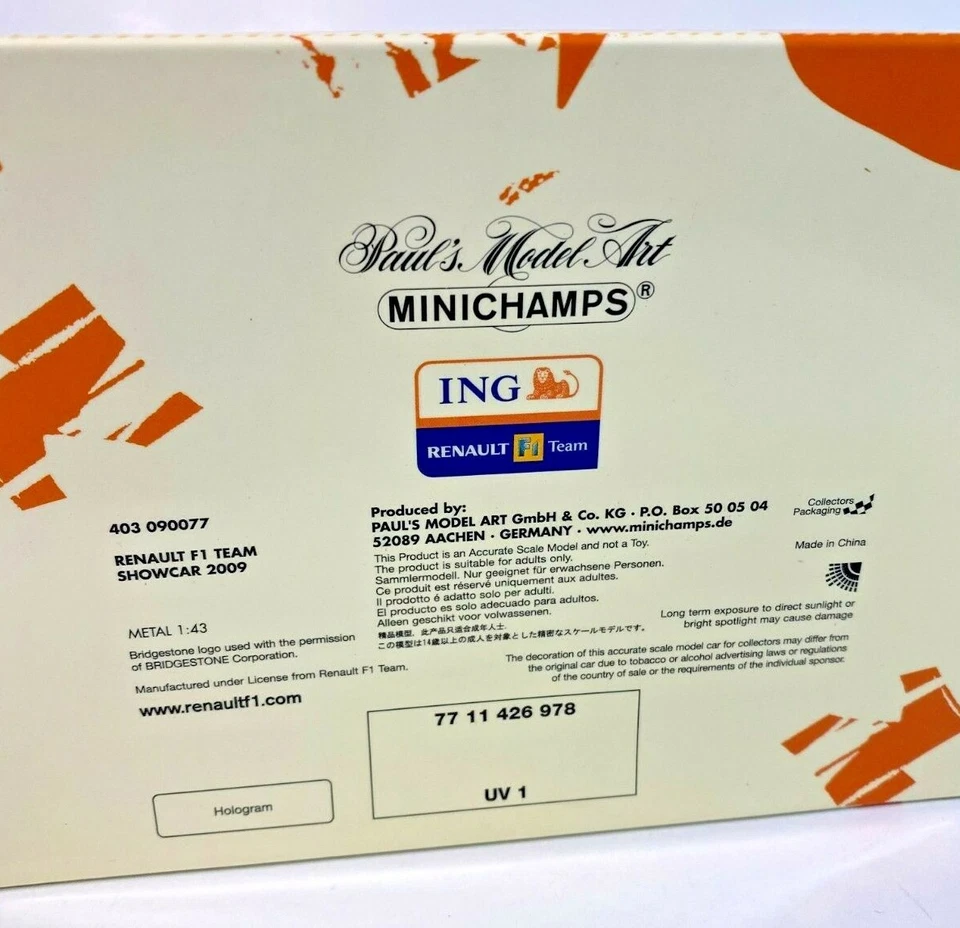 RENAULT - F1 R29 N 7 SHOWCAR 2009, F.ALONSO, 403 090077 by Minichamps 1;43 Scale - Image 2 of 4