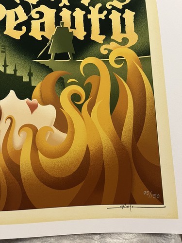 SIGNED Disney Sleeping Beauty Poster Art Print Eric Tan Mondo Acme Maleficent LE - Picture 2 of 3