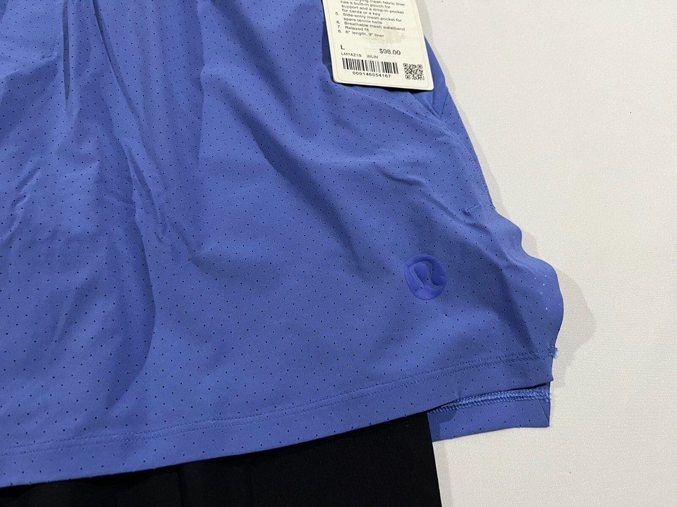 LULULEMON Vented Tennis Short Men's 6" inseam Shorts Blue Lined Black