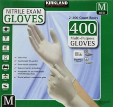 Kirkland Signature Nitrile Exam Gloves-Each pack 2x200=400 Count-Medium