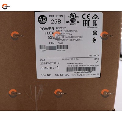 Allen-Bradley AB 25B-D037N114 PowerFlex 525 AC Drive Ser A Sealed New USA