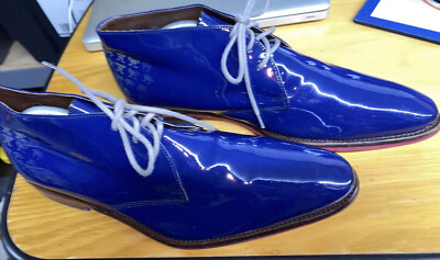 Floris van Bommel Arcade Blue Lace-up Patent Leather Euro 7 1/2