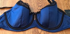 Frederick's Of Hollywood Eliana Full Figure Blue Satin Lined Bra 32D NWT