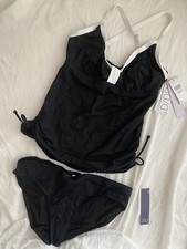 Women Swimming Suits Two Piece Tankini Set Black Size L