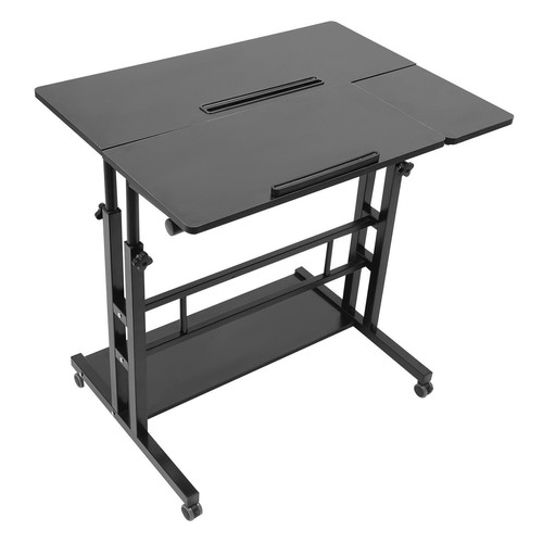 Mobile Rolling Computer Desk Laptop Table Stand w/ Wheel Home Office Workstation - Picture 12 of 24