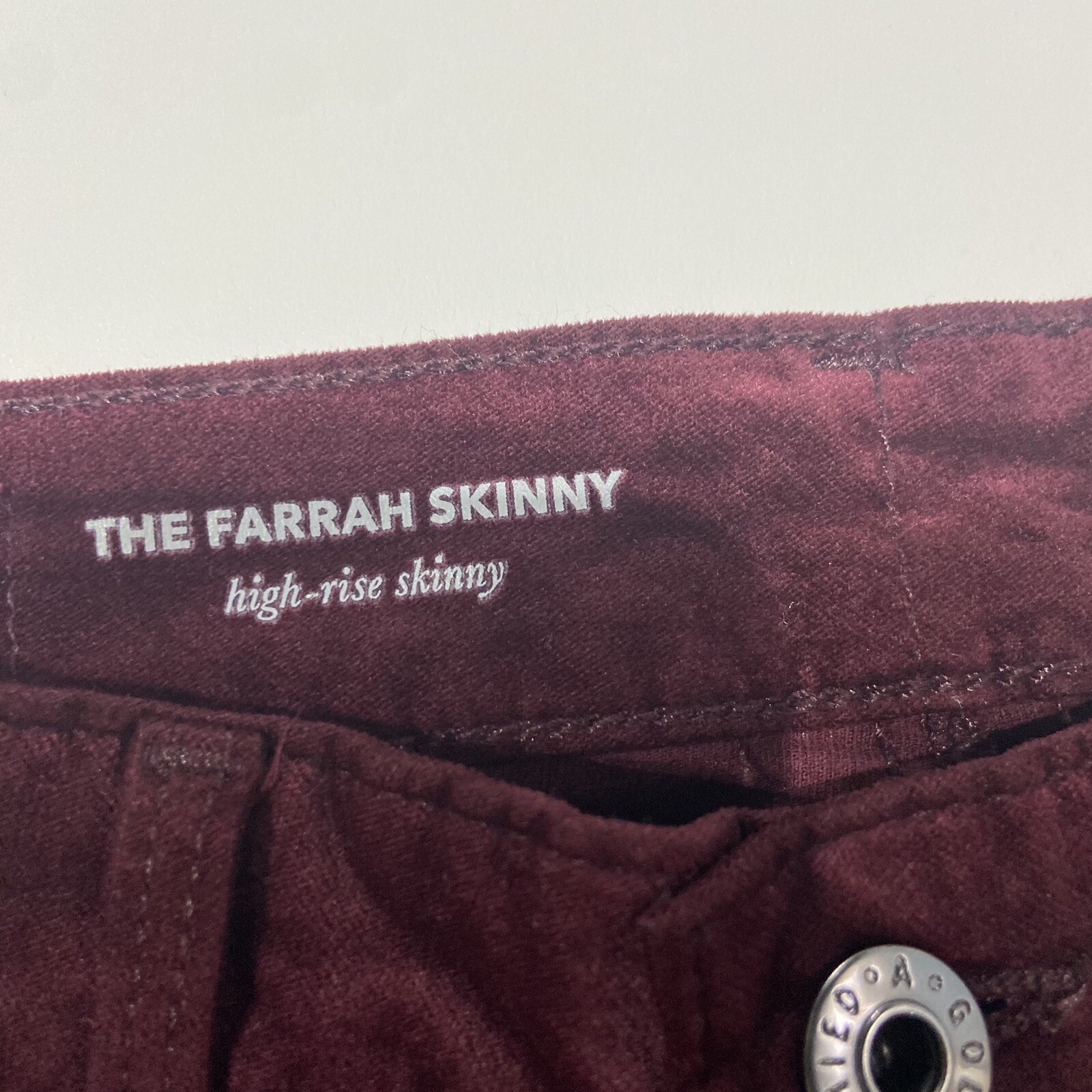AG Farrah High Rise Women Size 26 Skinny Jeans Rich Carmine Velvet  thumbnail 6