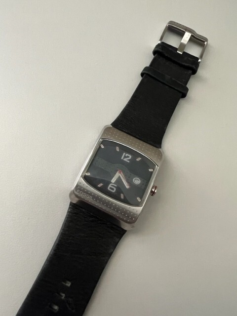 FOSSIL JR9390 Men Women Steel Square Watch BROWN LEATHER Strap