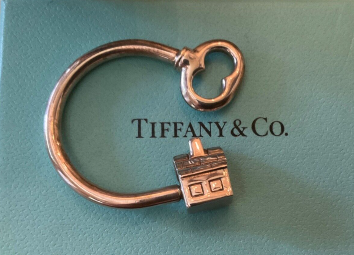 Tiffany & Co. Sterling Silver 925 House & Key Ring Key Chain Key