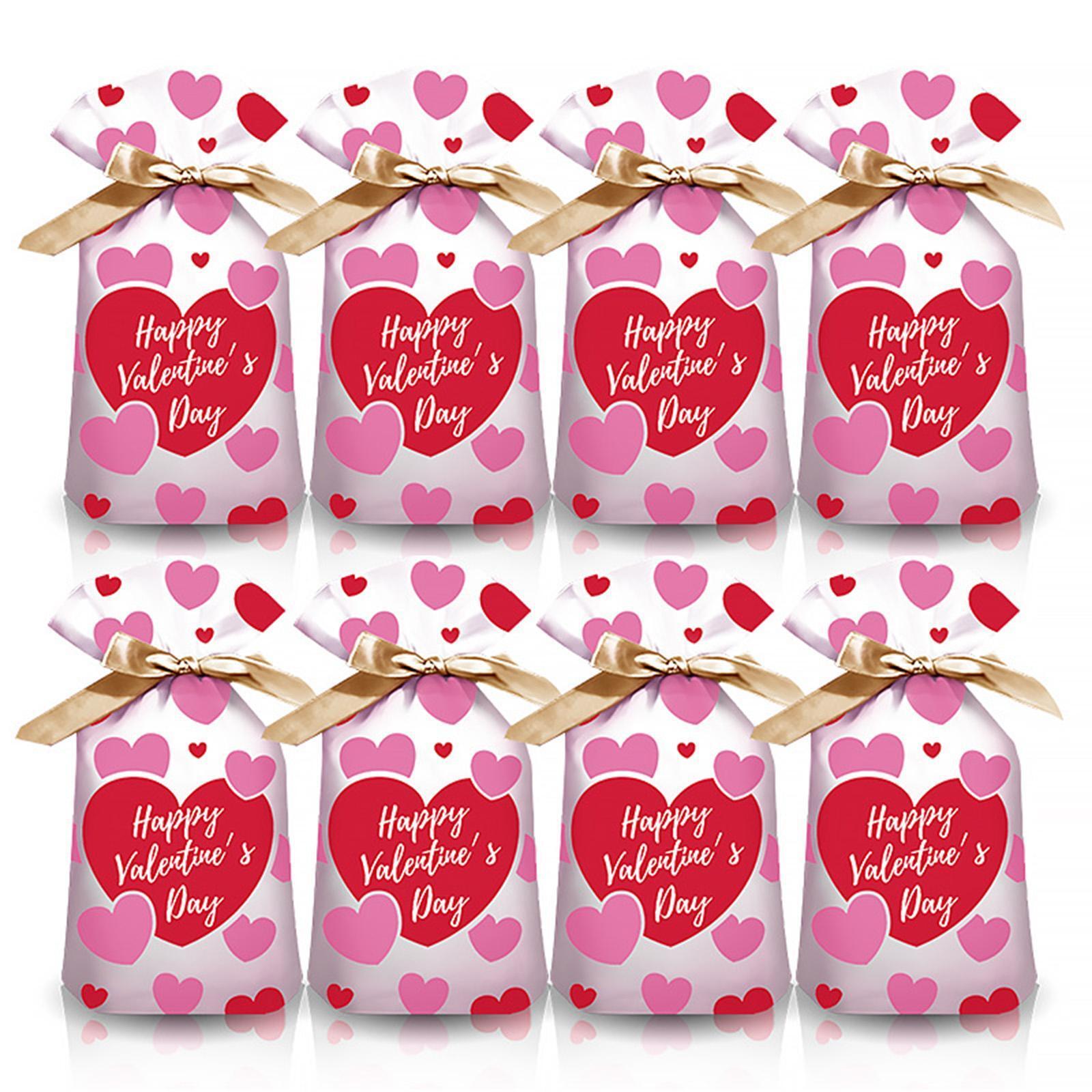 50 Pieces Happy Valentine's Day Gift Bag Treat Bags Ribbon Drawstring