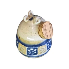 Mid-Century Salt Cellar Pig Vintage Pottery Salt Pig Signed Cotton 5"