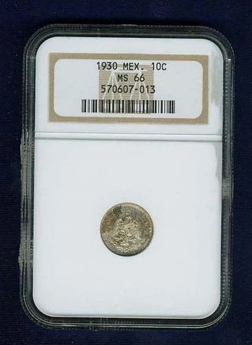 MEXICO ESTADOS UNIDOS 1930 10 CENTAVOS COIN NGC CERTIFIED GEM UNCIRCULATED MS66