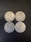 (4) 90% Silver Walking Liberty Half Dollars 1912, 1939, 1941 ,1943 Circulated