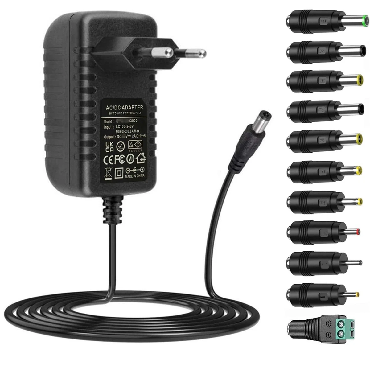 Alimentatore AC/DC Universale 15V 2A - Trasformatore Con Spina EU, Connettore 5.5mm, Per Elettronica