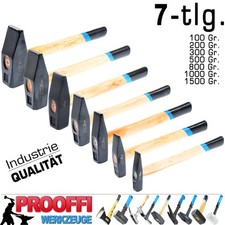 7-tlg Profi Schlosserhammer Werkstatt Stahl Hammer 100-1500 Gr Eschen Holz Stiel