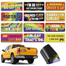QCWN 12 Pcs Gay Pride Funny Stickers for Car Prank LGBT Rainbow Non Magnetic