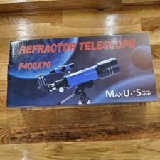 MaxUSee F400X70MM Kids Refractor Telescope Aluminum Tripod 1.25" Moon Filter