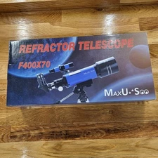 MaxUSee F400X70MM Kids Refractor Telescope Aluminum Tripod 1.25" Moon Filter 