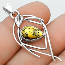 Natural Russian Honey Dendrite Opal 925 Sterling Silver Pendant Jewelry P-1504