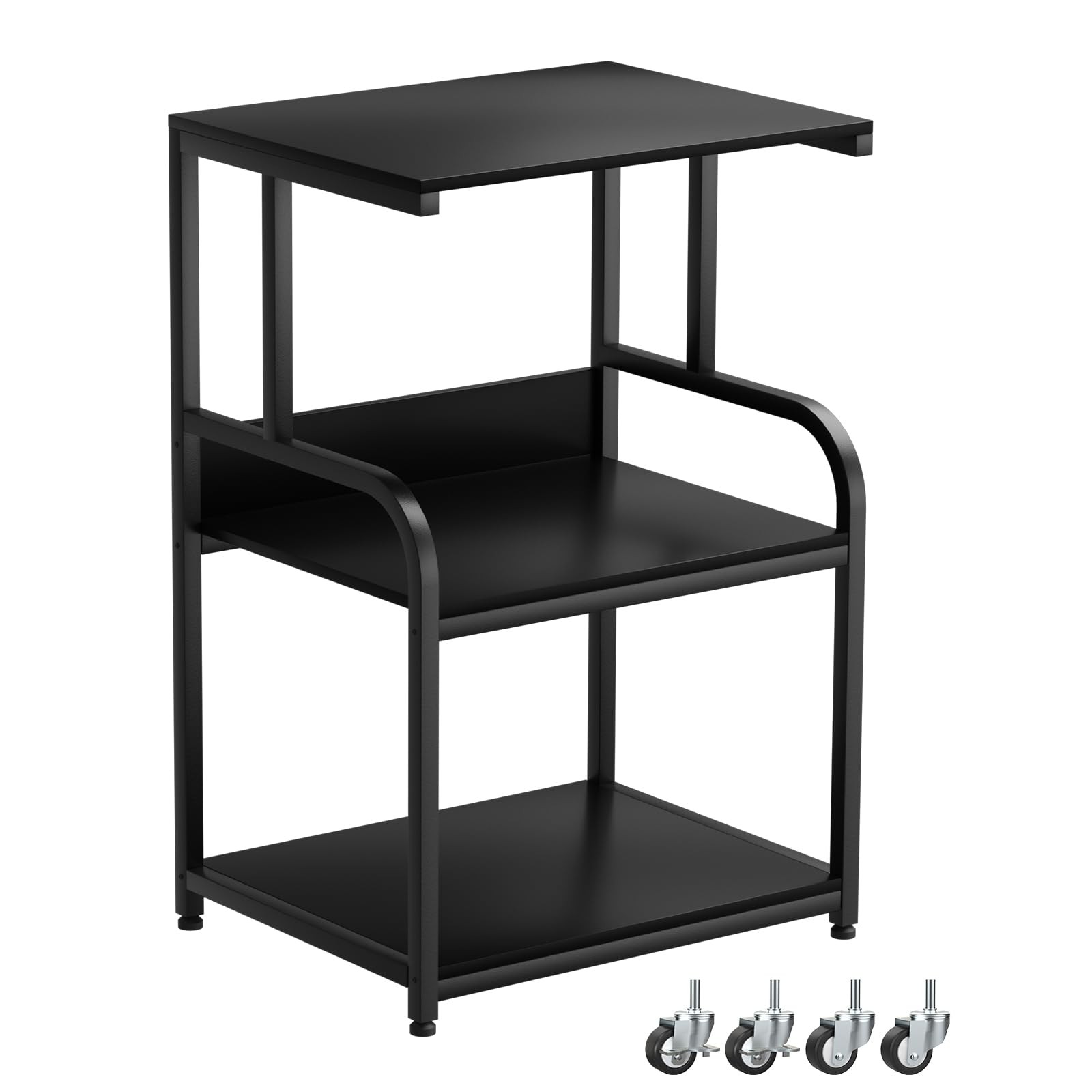 Industrial 3-Tier Printer Stand with Wheels - Large Rolling Sofa Side Table-image