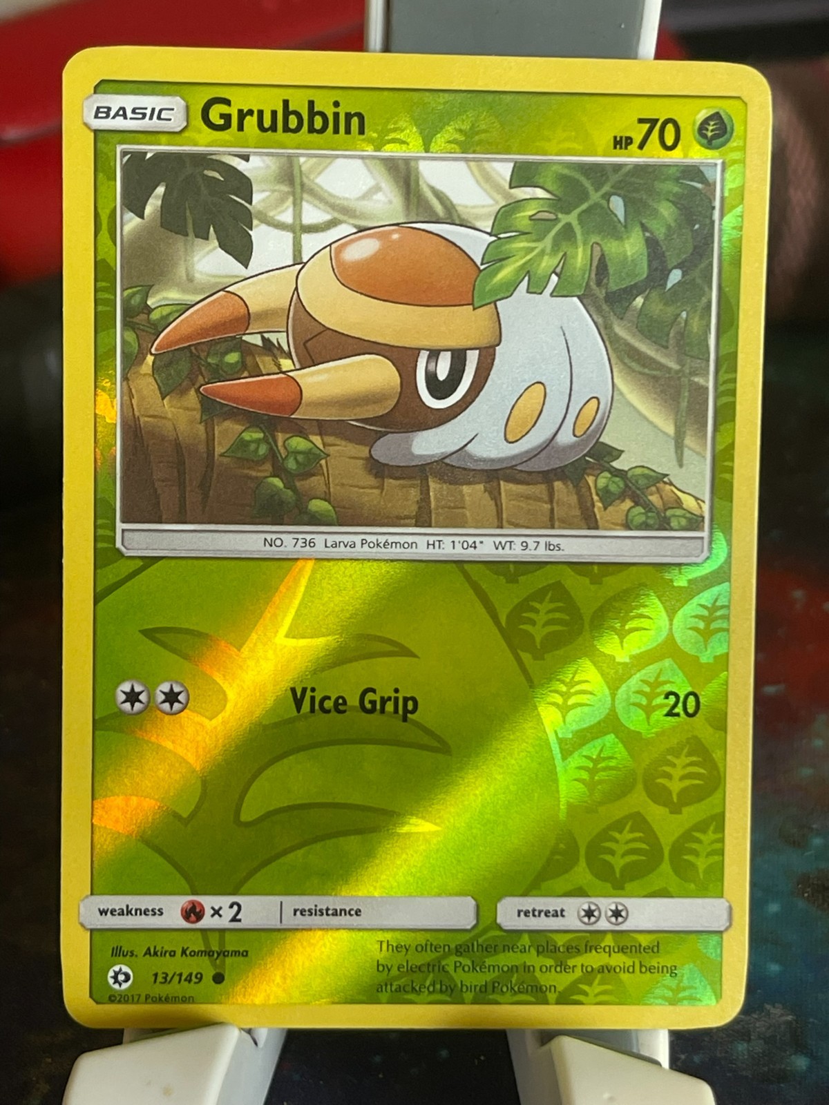 POKEMON GRUBBIN 13/149 COMMON REVERSE HOLOFOIL SUN & MOON NM CARD