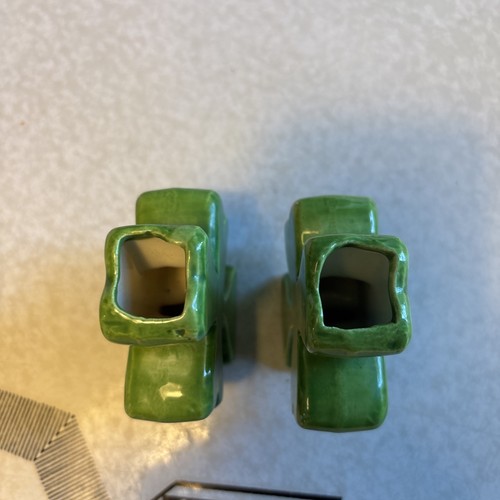 Paar dreiblättrige Kleeblatt Kerzenhalter Keramik grün St Patrick’s Dekoration - Bild 6 von 10