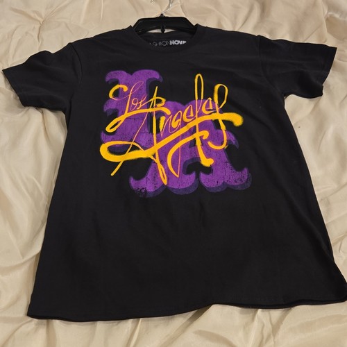 Fashion Nova Men’s Black Purple Yellow Graphic Logo Tee S Crew Neck SS Cotton