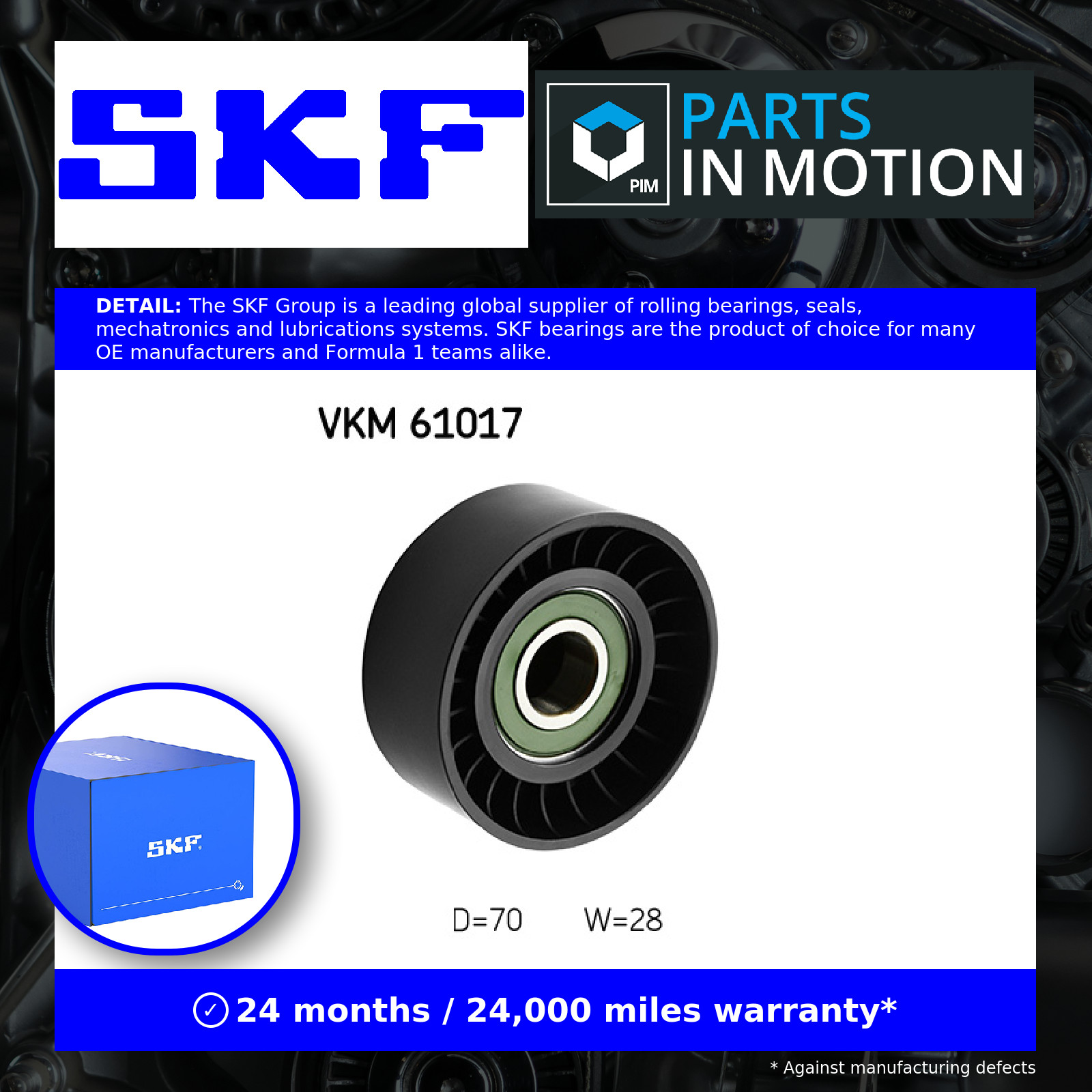 Fits SKF VKM 61017 Deflection/Guide Pulley, V-ribbed belt VKM 61017 Multi V-bel - Image 6