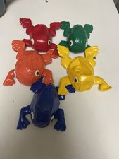 Colored Vinyl Bean Bag Frogs 5" Vintage Lot of 5