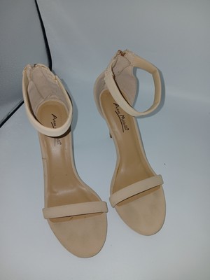 New Women s Anne Michelle True Love Zipper Stiletto  Heel Beige Size 8