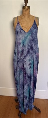 Lovestitch Size S/M Multi Color Tie Dye Cocoon Maxi Dress Hippie Boho Beach