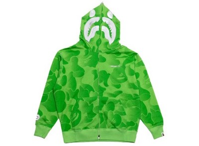 A BATHING APE BAPE INK CAMO SHARK ZIP HOODIE GREEN / GRÜN XXL