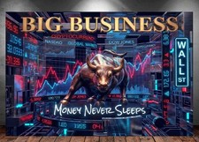 LEINWAND BILD ER XXL ABSTRAKT STIER BULLE BUNT WALL STREET WAND POSTER P2244