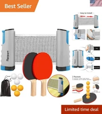 Complete Table Tennis Set: Retractable Net, Paddles & Balls for Outdoor Fun