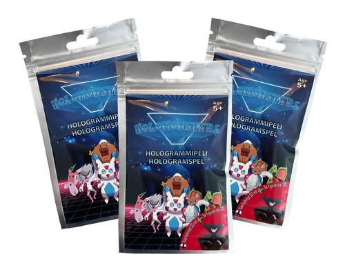 Holomonsters Starterpaket Hologrammpyramide 3 Sammelkarten AR Set Smartphone App