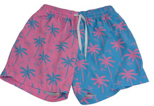 Chubbies The Prince of Prints Pink Blue Palm Trees Swim Shorts Men M 5.5 Inseam