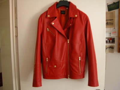 Lederjacke von Madeine im Bikerstil, Gr. 42.