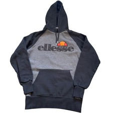 Ellesse Hoodie Gray Black Raglan Sleeve Logo Pullover Casual Athleisure Size S