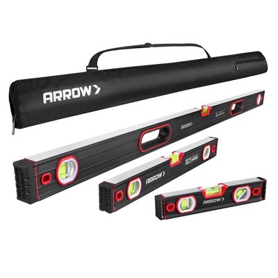 ARROW 3PCS Spirit Level Set 9''/16''/48'' Level 45°/90°/180° Bubbles Aluminum Alloy