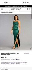 Windsor Emerald Green Satin Dress – XS – Never Worn With Tags