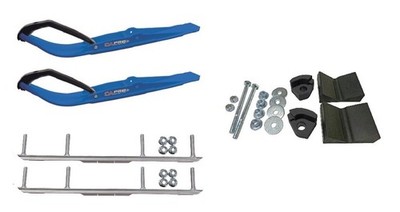 C&A Pro Blue Razor Snowmobile Skis w/ 4.5'' Shaper Bars Complete Kit Ski-Doo T3
