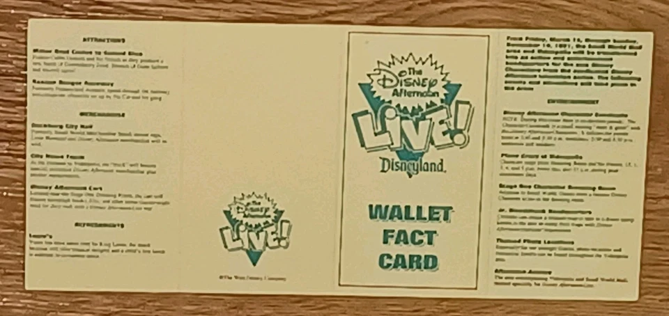 la TARDE DE DISNEY @ DISNEYLAND ¡EN VIVO! Park Event Nine (9) artículos (DA2) 1991 Foto 2 de 4