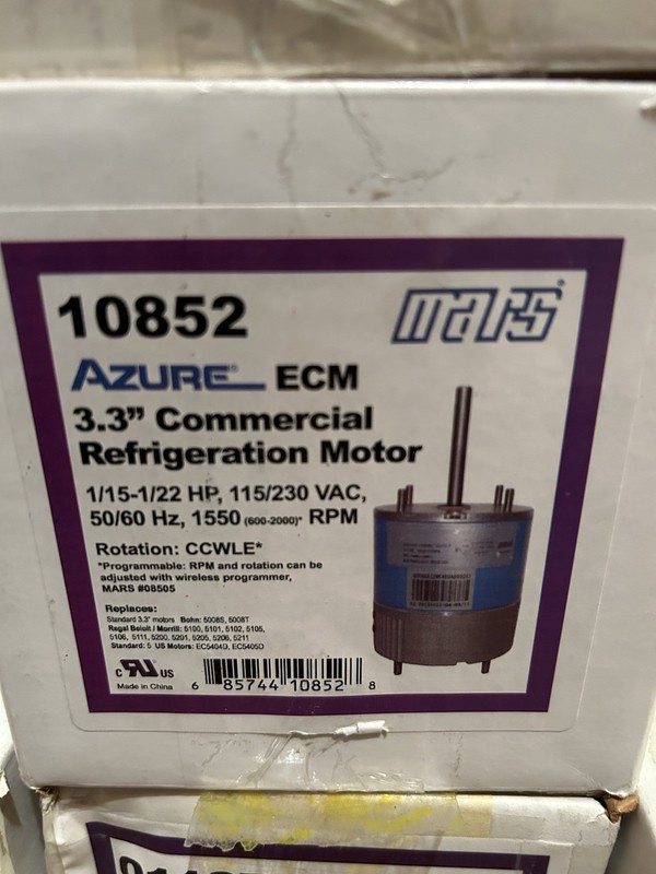 Mars Azure 10852 Evaporator 3.3'' Fan Digi Refrigeration Motor, Reversible