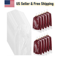 100/200x Clear Garment Bags 24x40in Hanging Clothes Dry Cleaner Cover Suit Dress