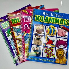 Bundle of 4 How To Draw 101 Children  s Books, Animals, Unicorns, Monsters, Dinos