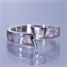 Size 8.25, southwestern Sterling 925 silver handmade band ring with opal