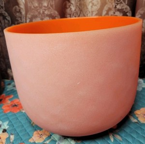 3pcs 6"G 8"F 10"C Frosted Colored Quartz Crystal Singing Bowl Set *Great Used