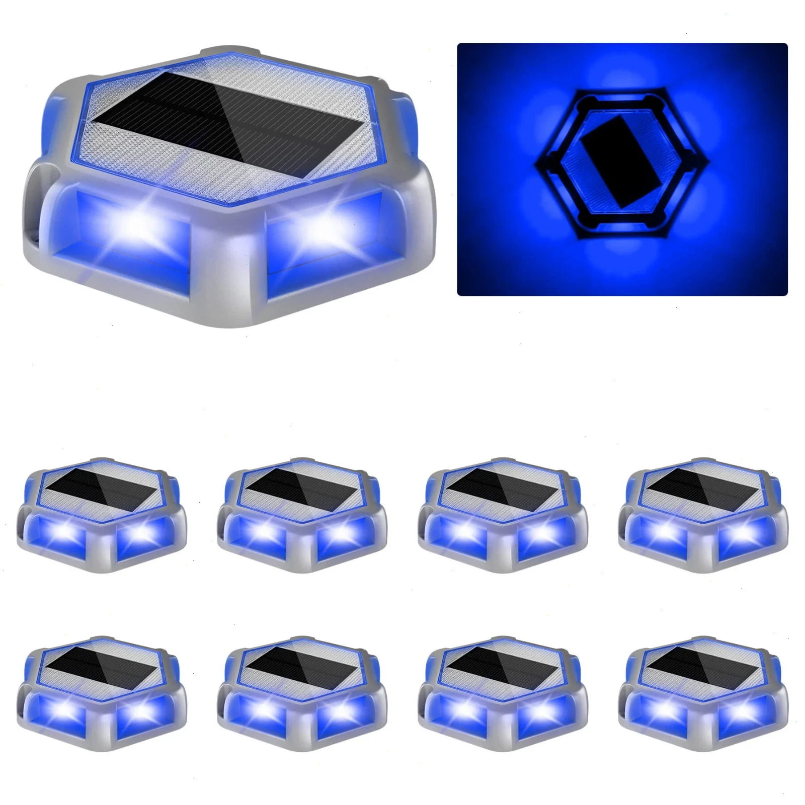 8Pcs Solar Deck Lights Ground Lights LED Outdoor Driveway Pathway Dock Lights US