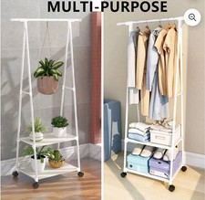 Clothes Rack on Wheels, Triangle Coat Rack, Rolling Garment Rack, 2 Tier Rolling
